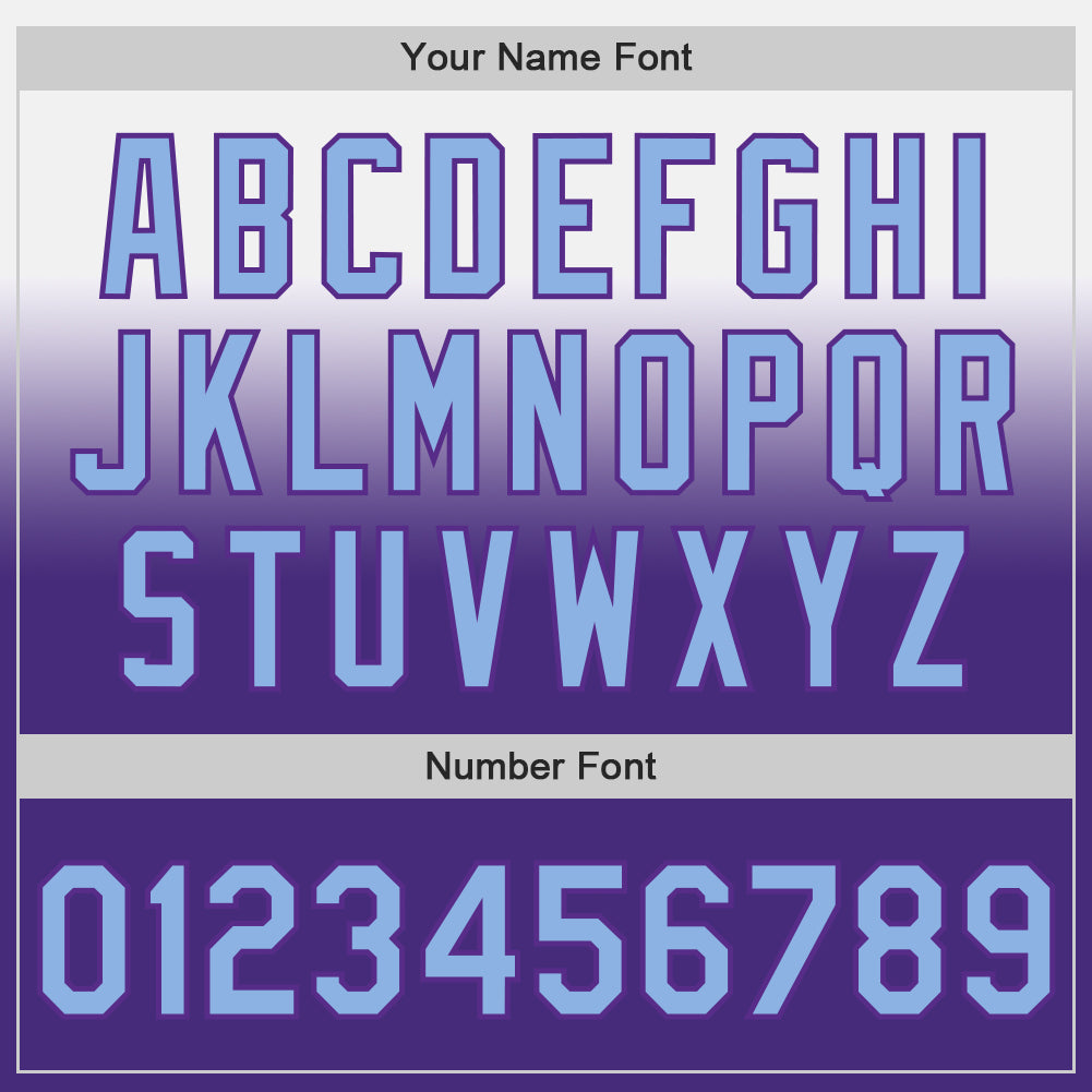 Custom White Light Blue-Purple Authentic Fade Fashion Baseball Jersey