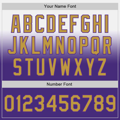 Custom White Old Gold-Purple Authentic Fade Fashion Baseball Jersey