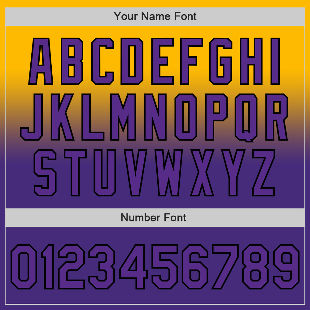 Custom Gold Purple-Black Authentic Fade Fashion Baseball Jersey