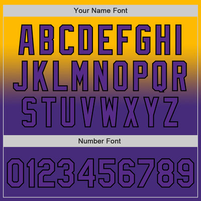 Custom Gold Purple-Black Authentic Fade Fashion Baseball Jersey