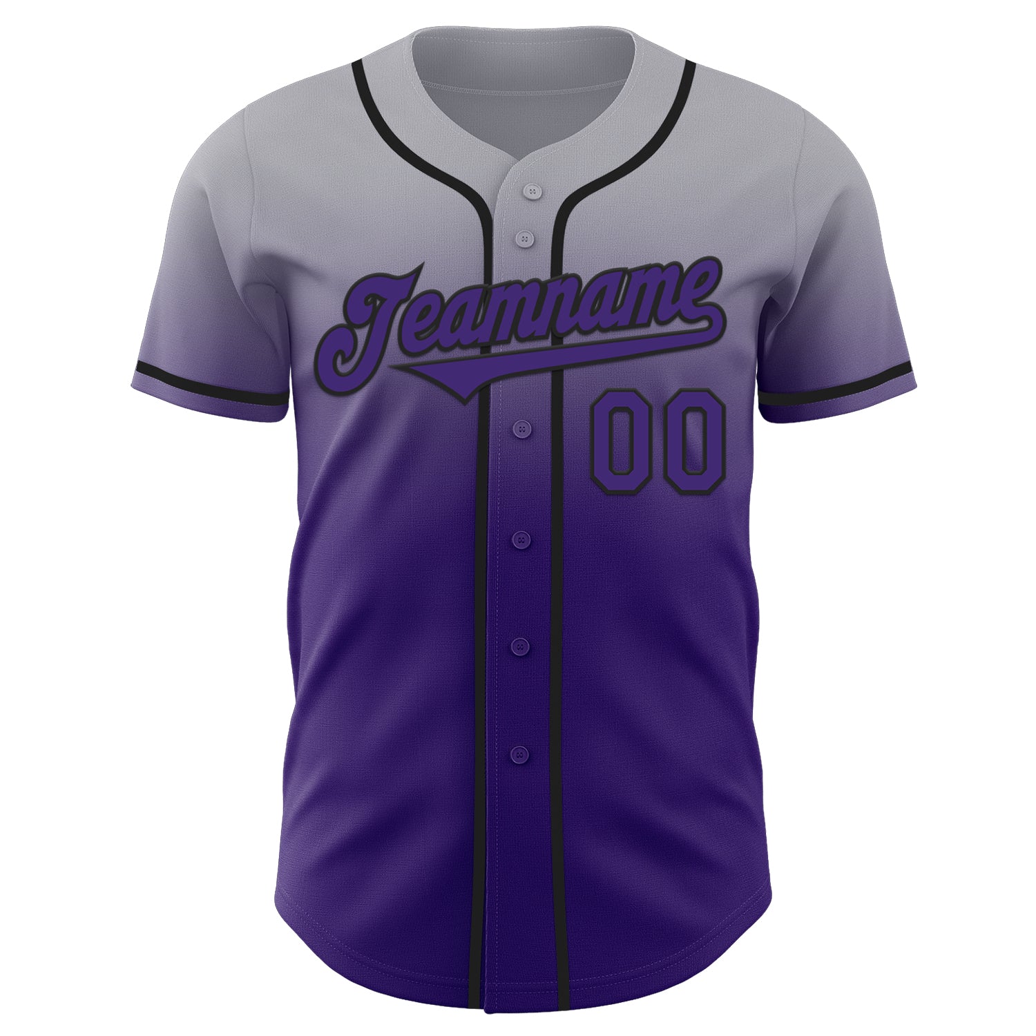 Custom Gray Purple-Black Authentic Fade Fashion Baseball Jersey
