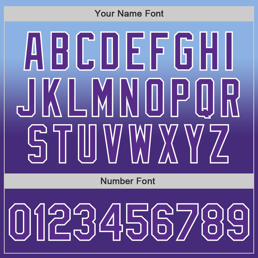 Custom Light Blue Purple-White Authentic Fade Fashion Baseball Jersey