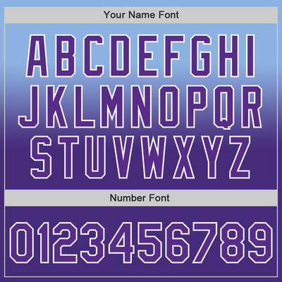 Custom Light Blue Purple-White Authentic Fade Fashion Baseball Jersey