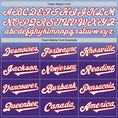 Custom Light Blue White Purple-Red Authentic Fade Fashion Baseball Jersey