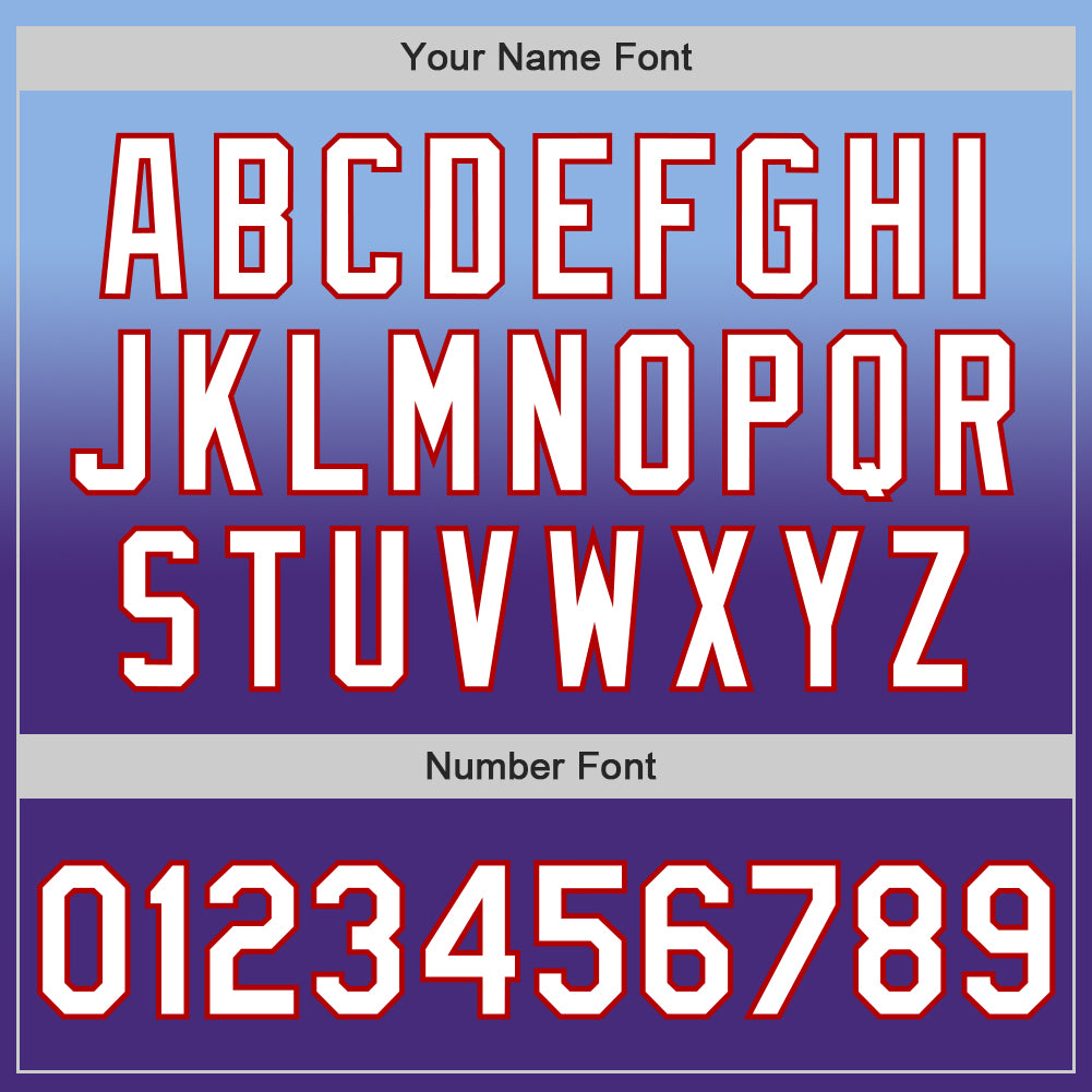 Custom Light Blue White Purple-Red Authentic Fade Fashion Baseball Jersey