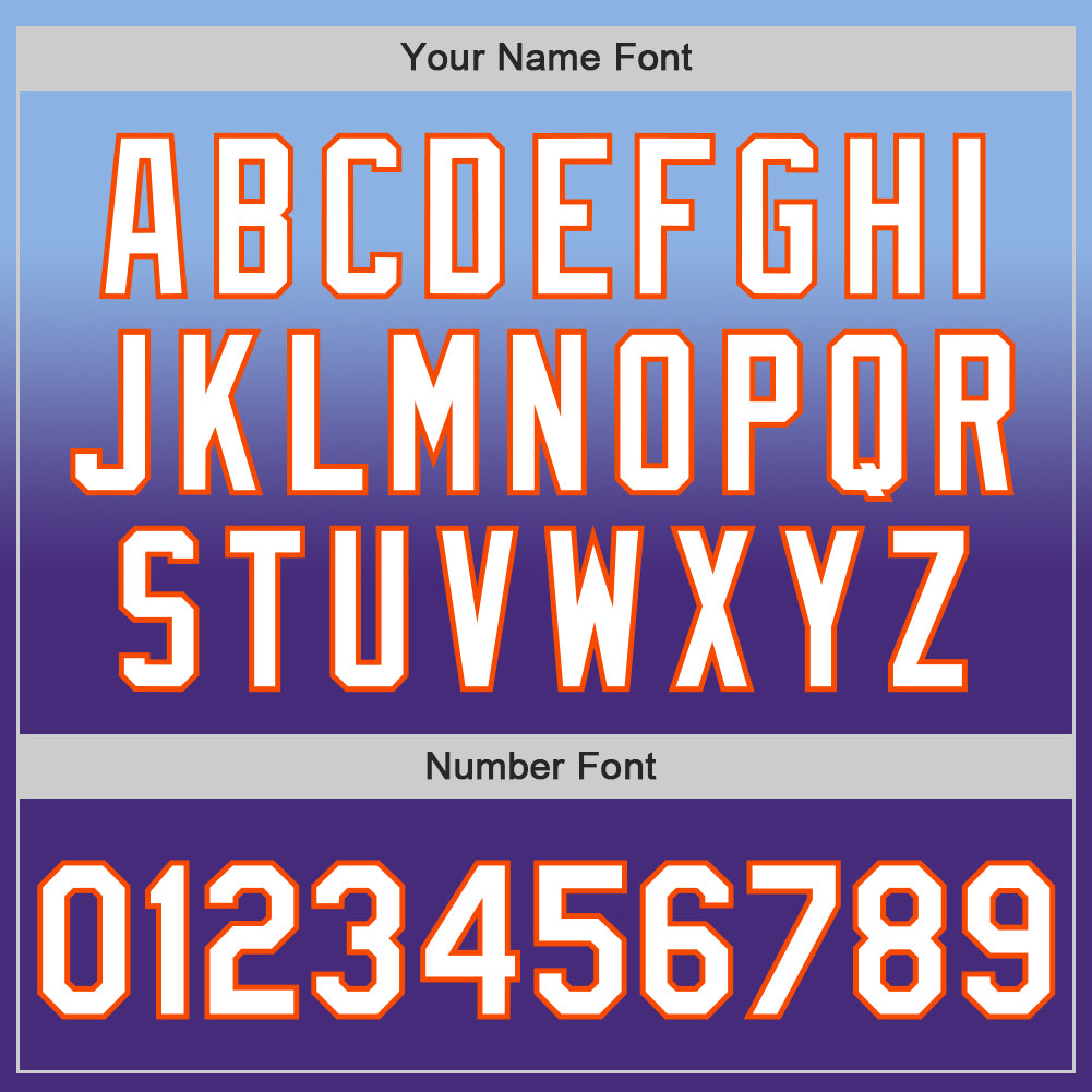 Custom Light Blue White Purple-Orange Authentic Fade Fashion Baseball Jersey