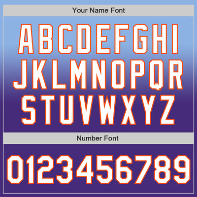 Custom Light Blue White Purple-Orange Authentic Fade Fashion Baseball Jersey