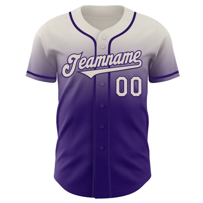 Custom Cream Purple Authentic Fade Fashion Baseball Jersey