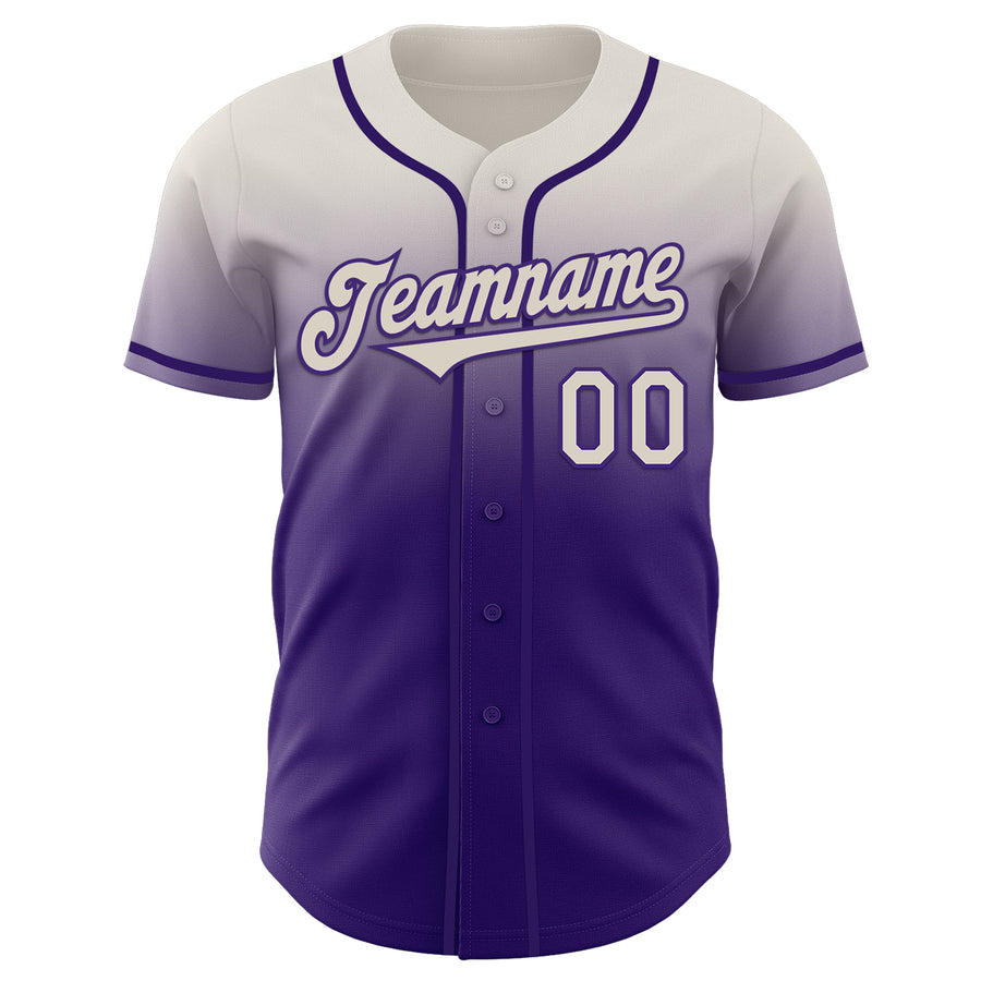 Custom Cream Purple Authentic Fade Fashion Baseball Jersey