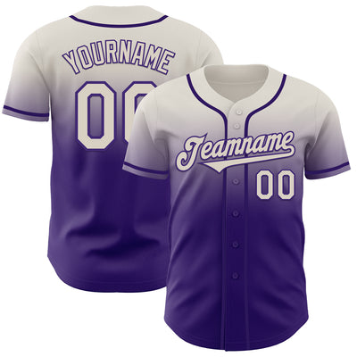 Custom Cream Purple Authentic Fade Fashion Baseball Jersey