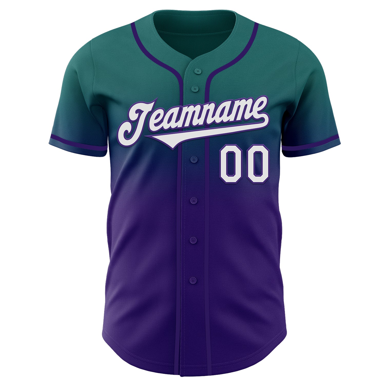 Custom Teal White-Purple Authentic Fade Fashion Baseball Jersey