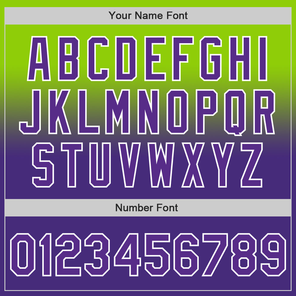 Custom Neon Green Purple-White Authentic Fade Fashion Baseball Jersey