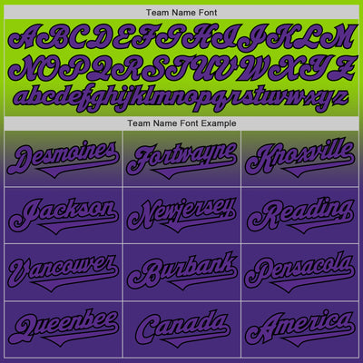 Custom Neon Green Purple-Black Authentic Fade Fashion Baseball Jersey