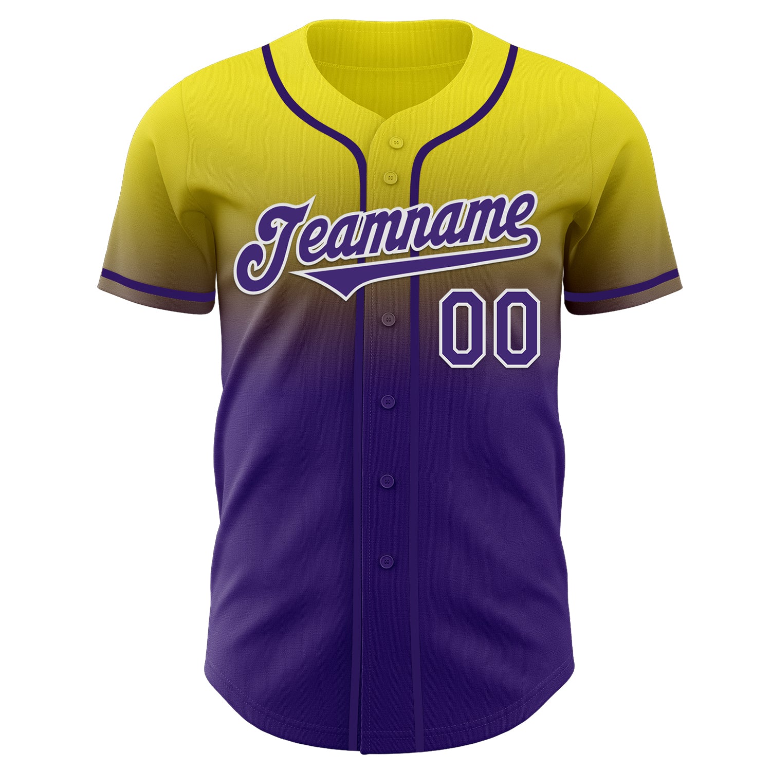 Custom Light Yellow Purple-White Authentic Fade Fashion Baseball Jersey