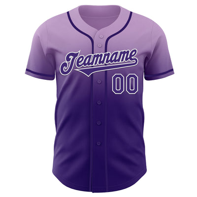 Custom Light Purple Purple-White Authentic Fade Fashion Baseball Jersey