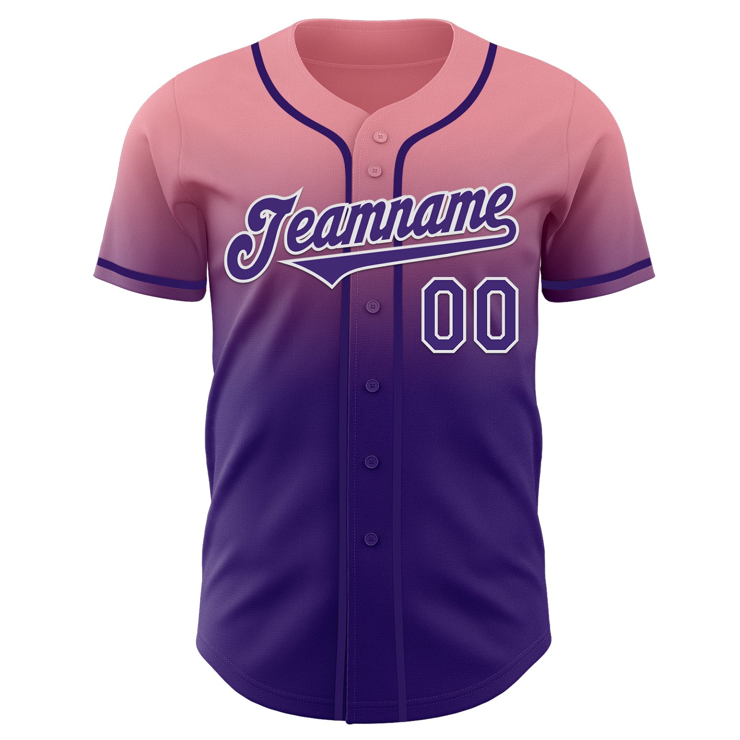 Custom Medium Pink Purple-White Authentic Fade Fashion Baseball Jersey