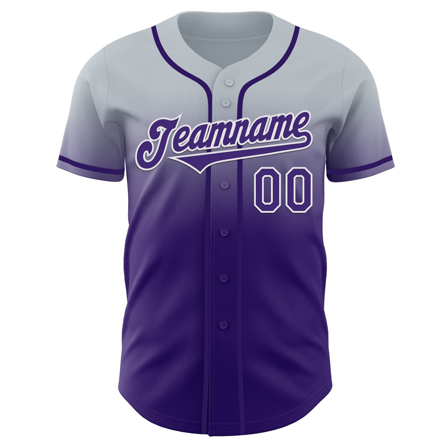 Custom Silver Purple-White Authentic Fade Fashion Baseball Jersey