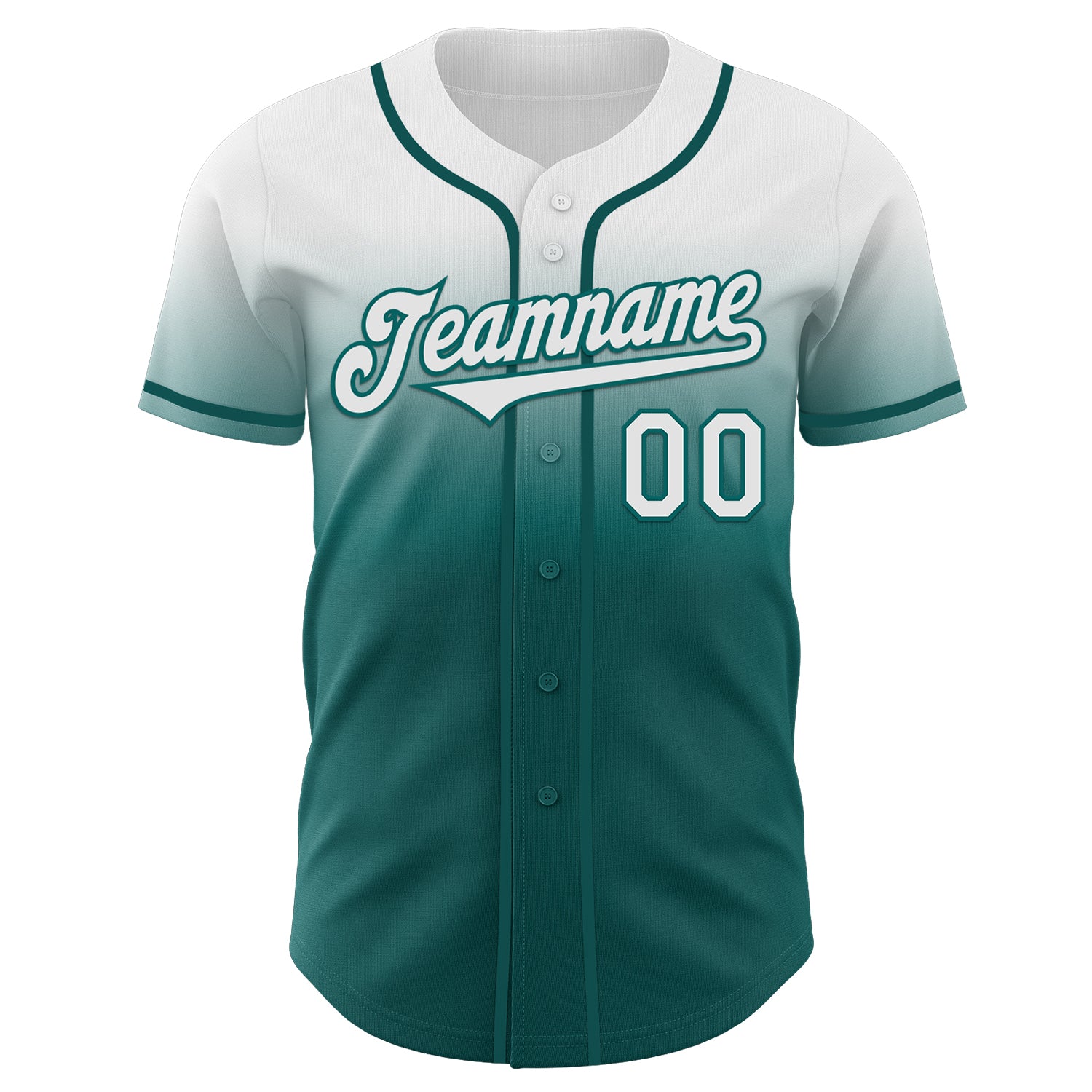 Custom White Teal Authentic Fade Fashion Baseball Jersey