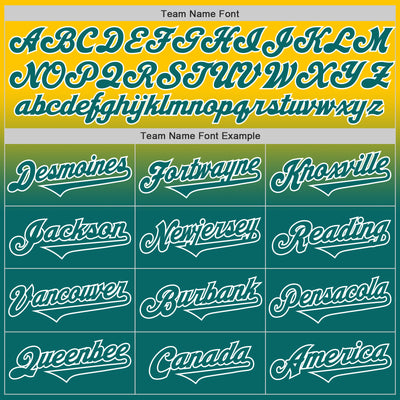 Custom Yellow Teal-White Authentic Fade Fashion Baseball Jersey