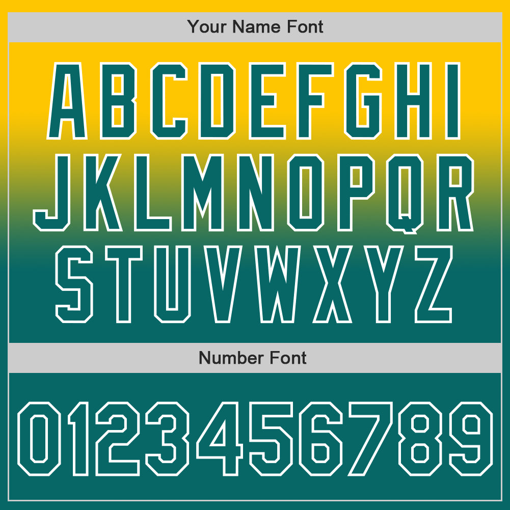 Custom Yellow Teal-White Authentic Fade Fashion Baseball Jersey