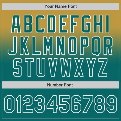 Custom Old Gold Teal-White Authentic Fade Fashion Baseball Jersey