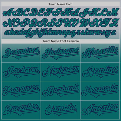 Custom Gray Teal-Navy Authentic Fade Fashion Baseball Jersey