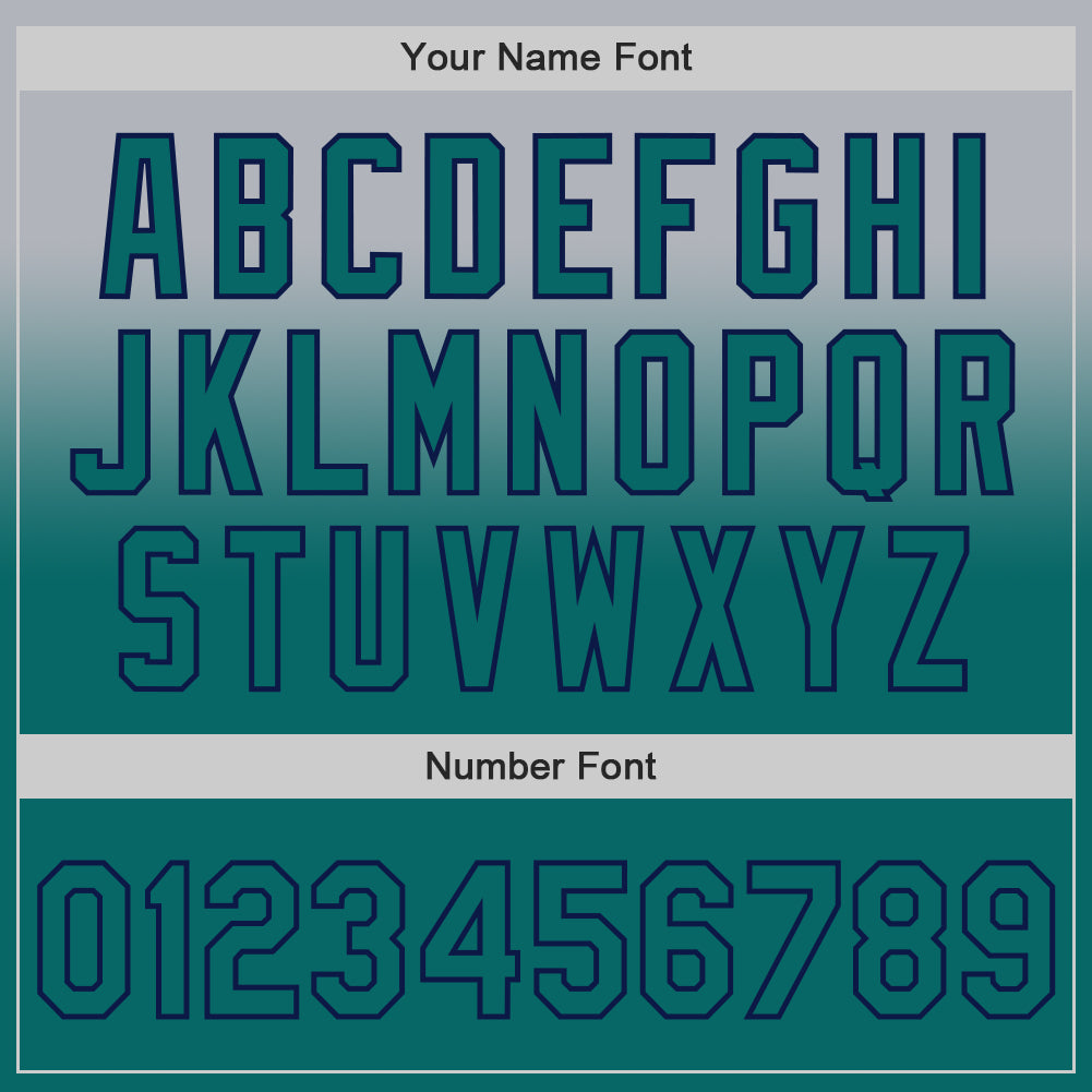 Custom Gray Teal-Navy Authentic Fade Fashion Baseball Jersey