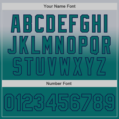 Custom Gray Teal-Navy Authentic Fade Fashion Baseball Jersey