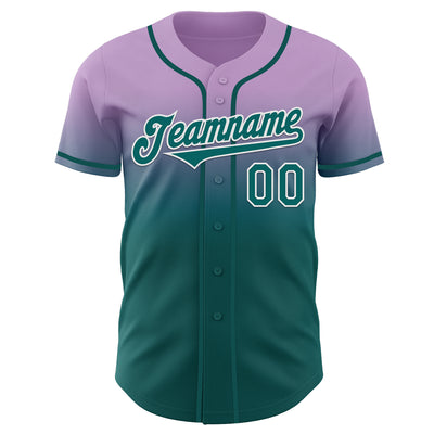 Custom Light Purple Teal-White Authentic Fade Fashion Baseball Jersey