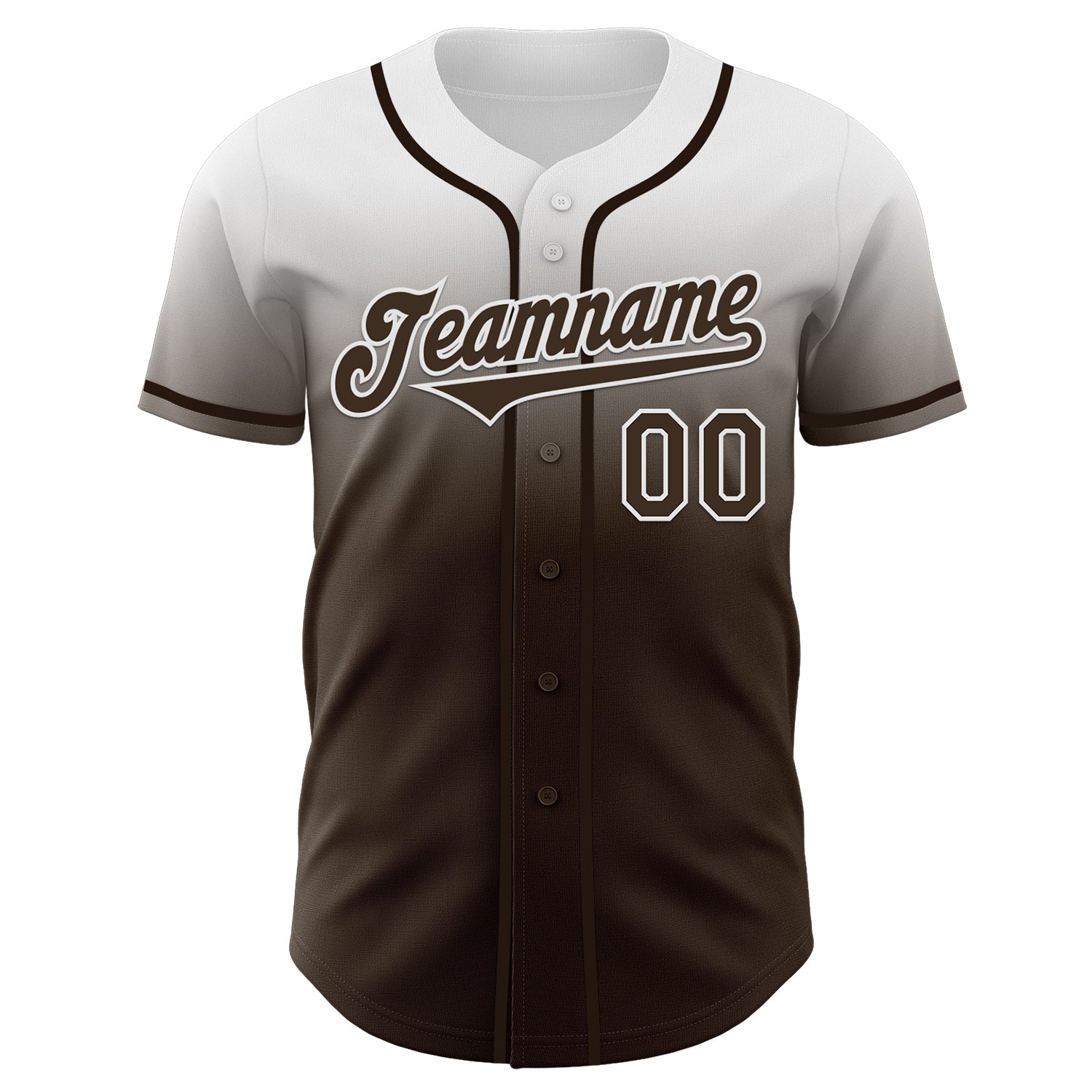 Custom White Brown Authentic Fade Fashion Baseball Jersey