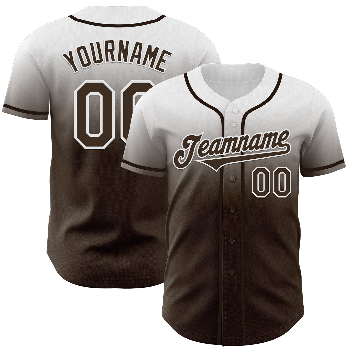 Custom White Brown Authentic Fade Fashion Baseball Jersey