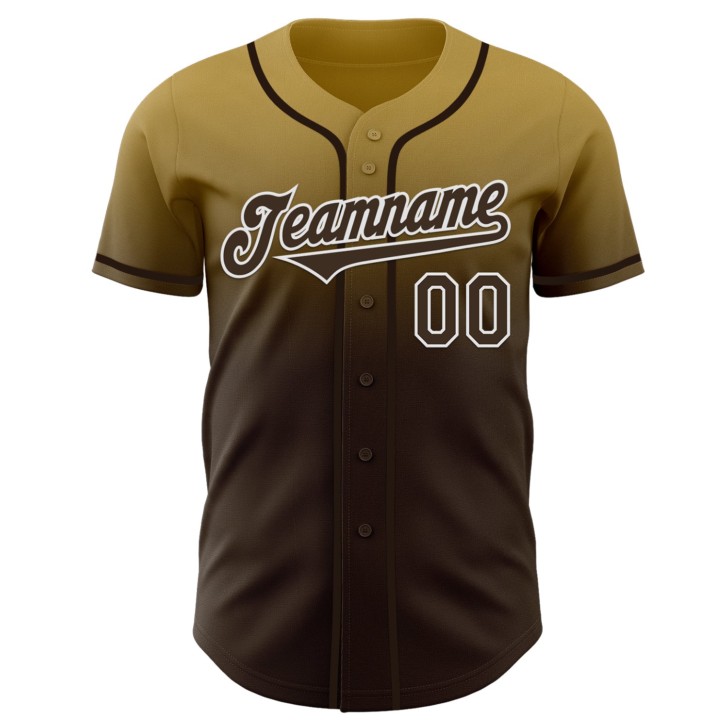 Custom Old Gold Brown-White Authentic Fade Fashion Baseball Jersey