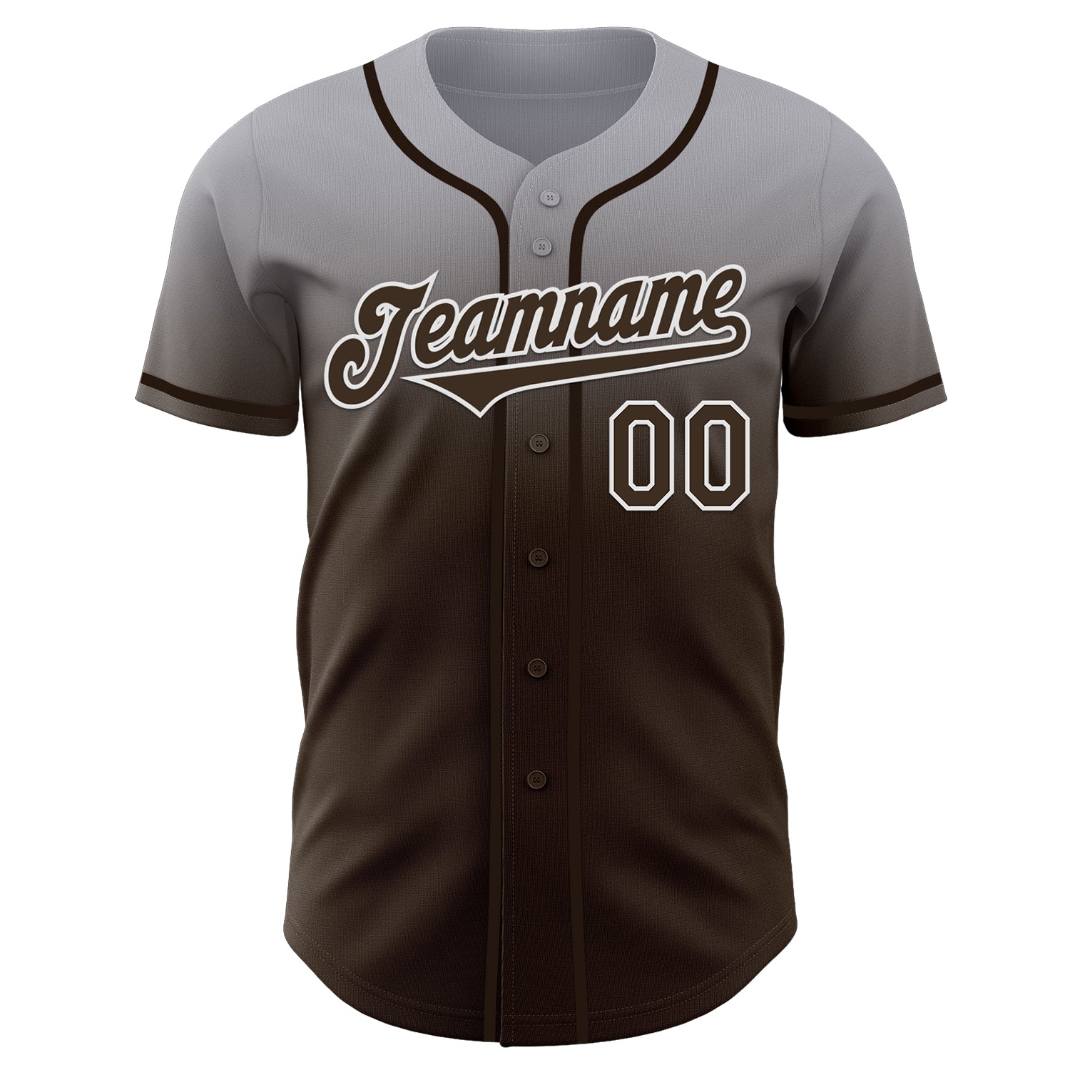 Custom Gray Brown-White Authentic Fade Fashion Baseball Jersey