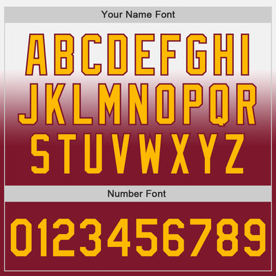 Custom White Gold-Crimson Authentic Fade Fashion Baseball Jersey