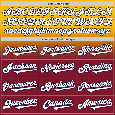 Custom Gold White Crimson-Navy Authentic Fade Fashion Baseball Jersey