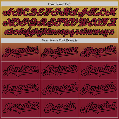 Custom Old Gold Crimson-Black Authentic Fade Fashion Baseball Jersey