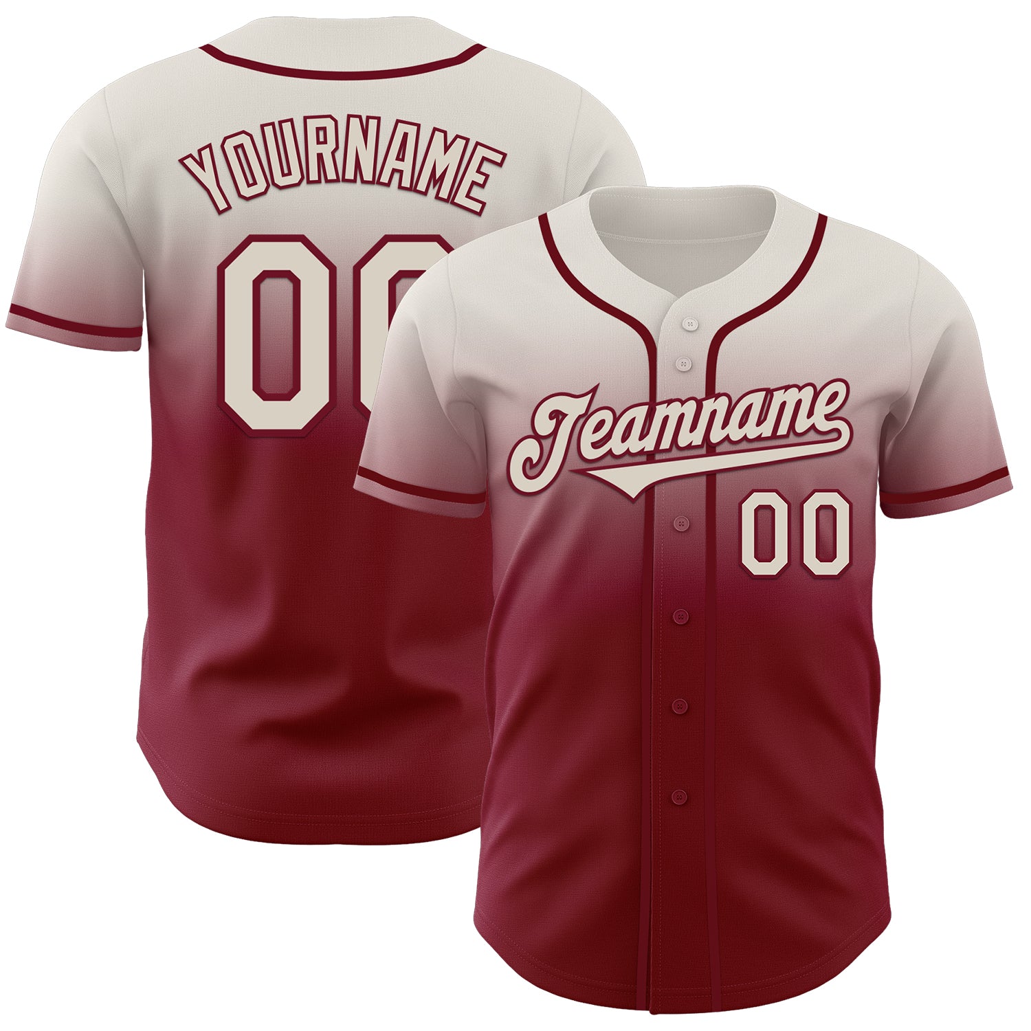 Custom Cream Crimson Authentic Fade Fashion Baseball Jersey