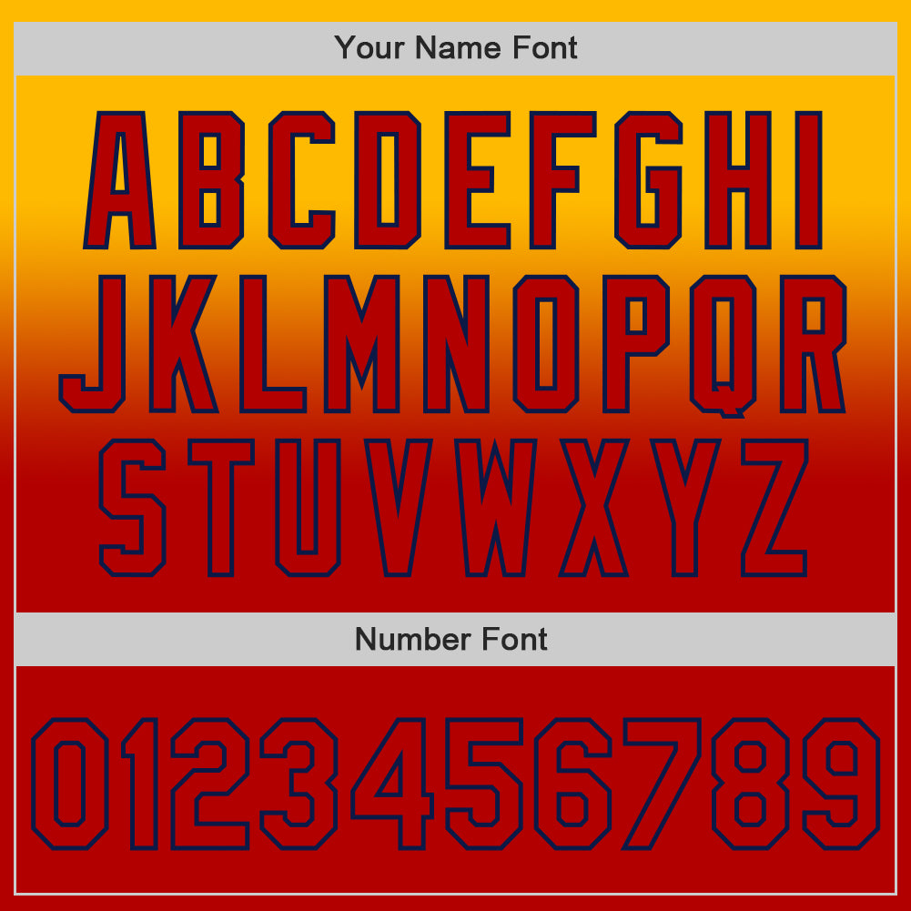 Custom Gold Red-Navy Authentic Fade Fashion Baseball Jersey