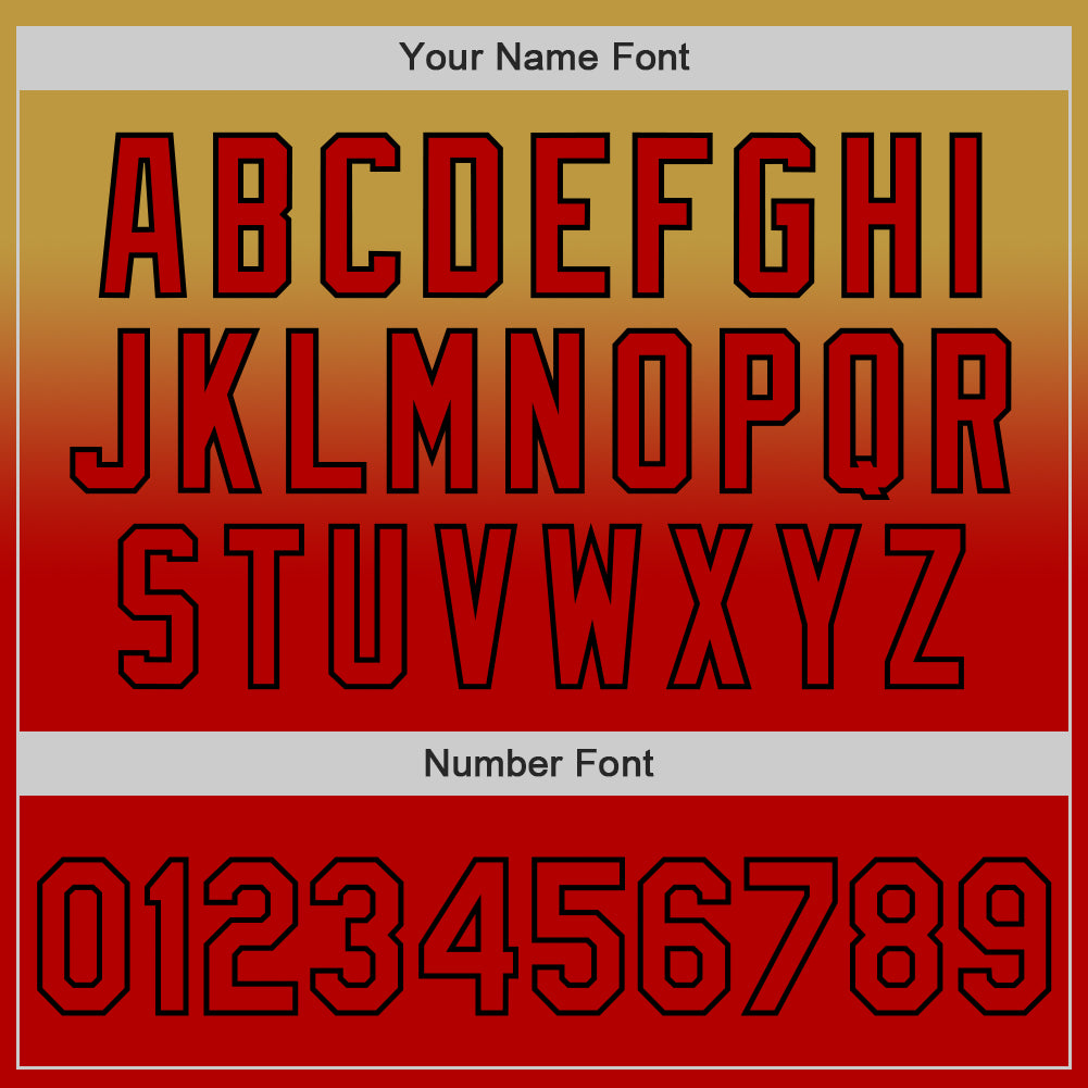 Custom Old Gold Red-Black Authentic Fade Fashion Baseball Jersey