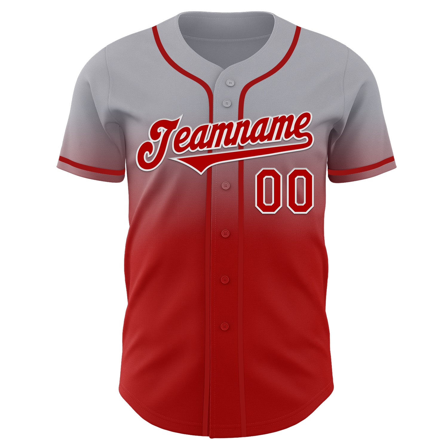 Custom Gray Red-White Authentic Fade Fashion Baseball Jersey