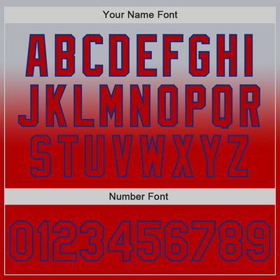 Custom Gray Red-Royal Authentic Fade Fashion Baseball Jersey