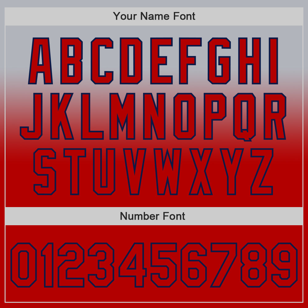 Custom Gray Red-Navy Authentic Fade Fashion Baseball Jersey