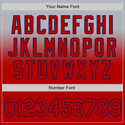 Custom Gray Red-Navy Authentic Fade Fashion Baseball Jersey