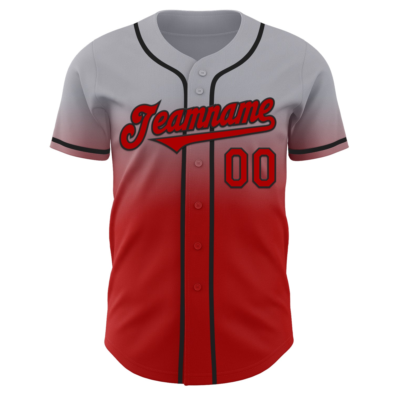 Custom Gray Red-Black Authentic Fade Fashion Baseball Jersey