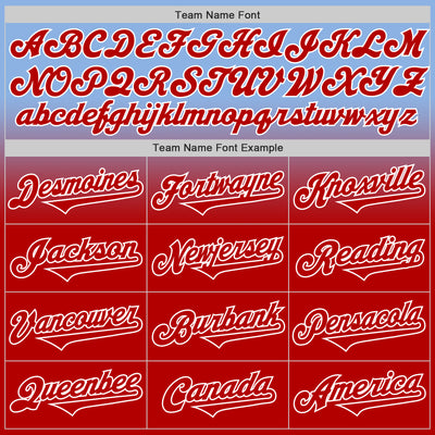 Custom Light Blue Red-White Authentic Fade Fashion Baseball Jersey