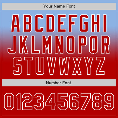 Custom Light Blue Red-White Authentic Fade Fashion Baseball Jersey