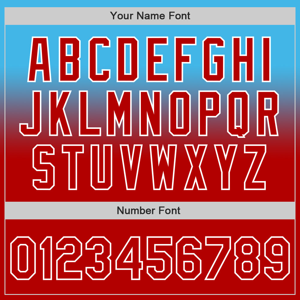 Custom Sky Blue Red-White Authentic Fade Fashion Baseball Jersey