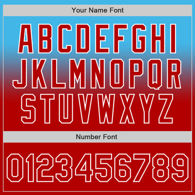 Custom Sky Blue Red-White Authentic Fade Fashion Baseball Jersey