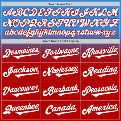 Custom Electric Blue White-Red Authentic Fade Fashion Baseball Jersey