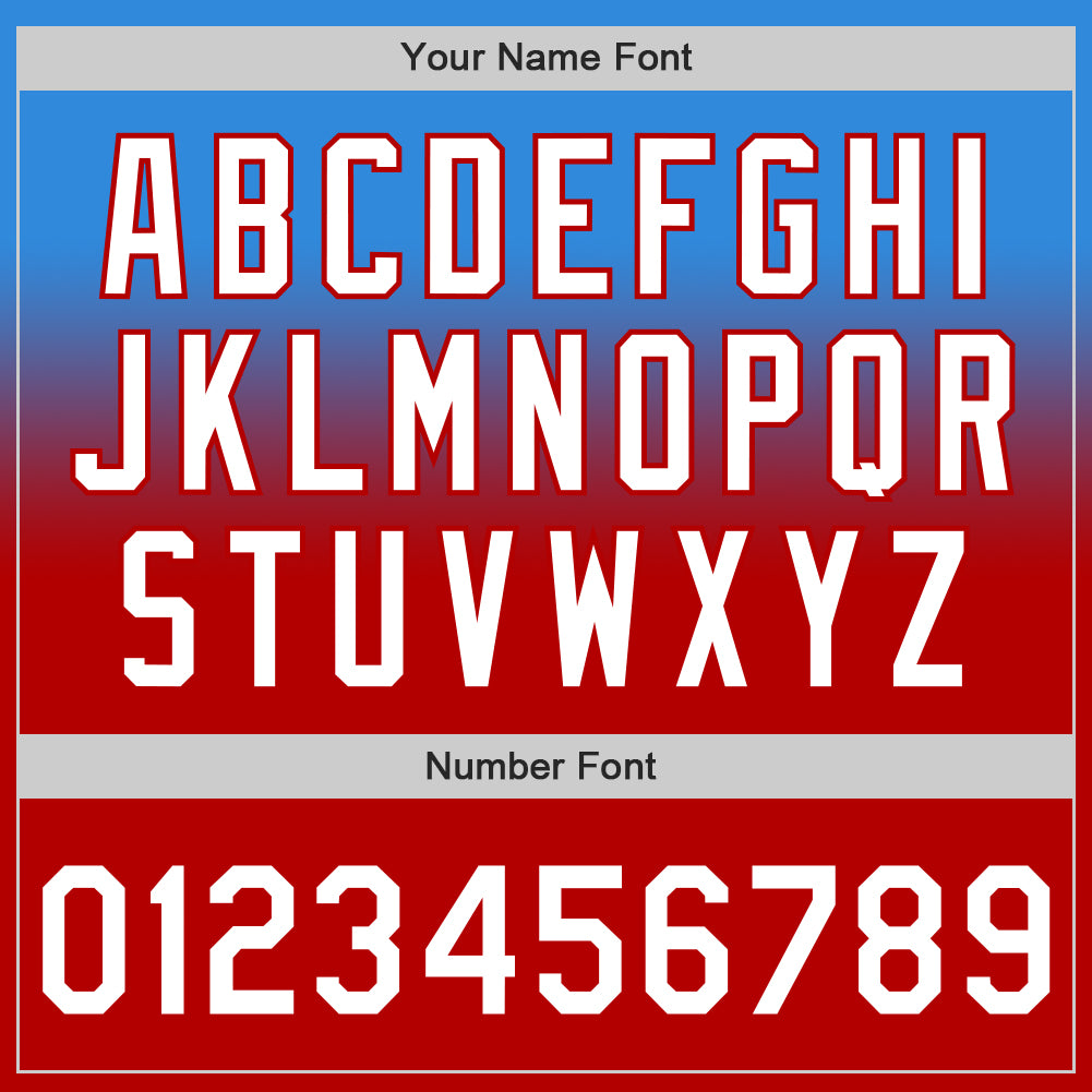 Custom Electric Blue White-Red Authentic Fade Fashion Baseball Jersey